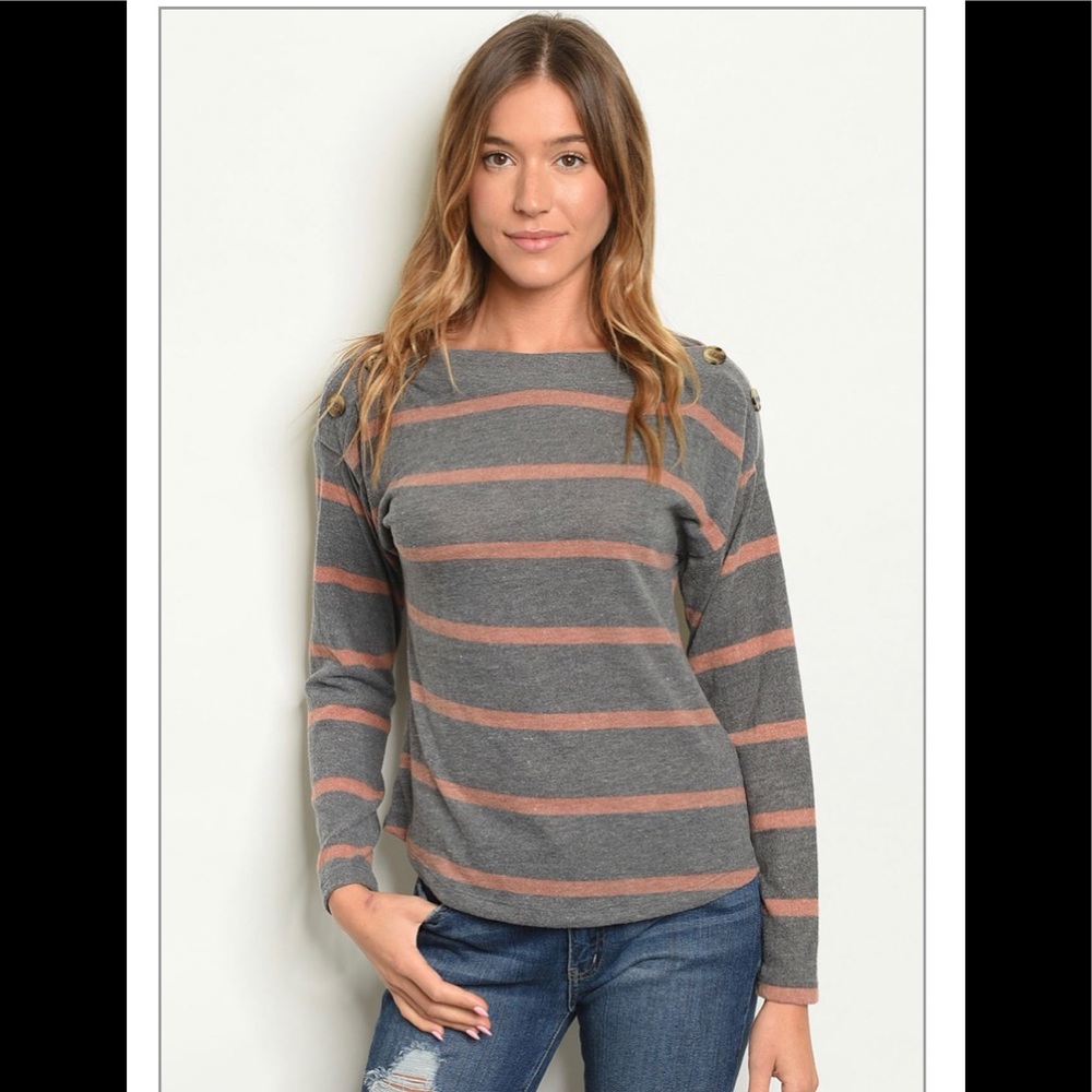 Soft grey and pink stripe shirt